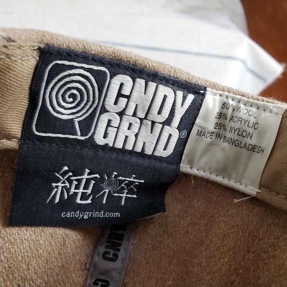 Vintage Candy Grind Logo Wool Snapback Hat Tan  Blue - Picture 2 of 10